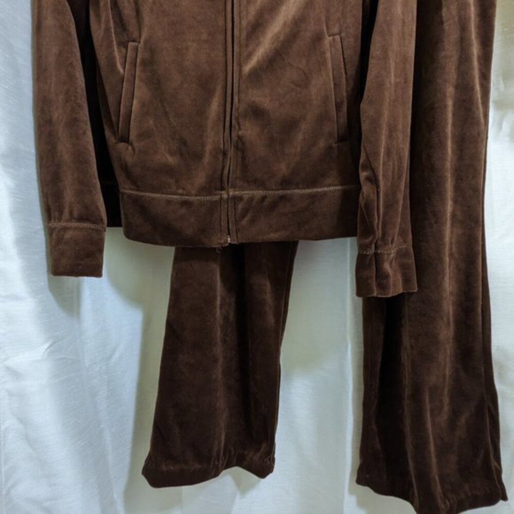 ROK Brown Velour Track Suit Set -‎ Jacket & Pants - Vintage Loungewear - Sz XL - Picture 4 of 5